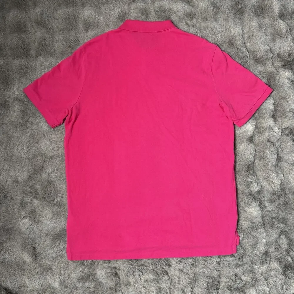 Polo Ralph Lauren Classic-Fit Mesh Polo Shirt Hot Pink Size Large Green Pony